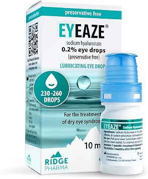 Sodium Hyaluronate Eye Drops - Lasting Comfort for Dry, Tired or Irritated Eyes - Contact Lens Friendly - 0.2% - Moisturising & Preservative-Free 10ml