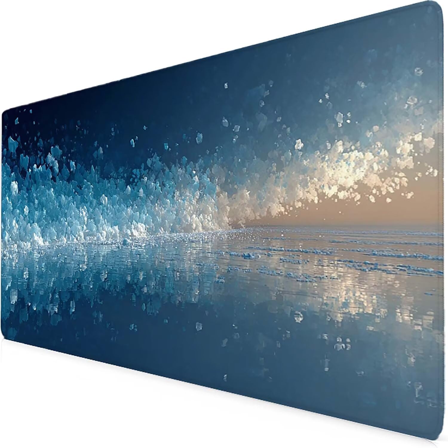 Tappetino Mouse XXL 1000x500mm Blu Mousepad cubetti di ghiaccio Tappetino Scrivania Grande, con base in Gomma Antiscivolo, Impermeabile Sottomano Scrivania per Computer, Ufficio Accessori 5-3106e