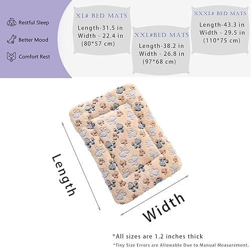 Miniatura 28 de 2 Pcs Pet Bed Mats. Ultra Soft Pet (Dog/Cat) Bed with Cute Prints. Reversible Faux Lambswool Kennel Pad for Medium Small Dogs and Cats. Machine