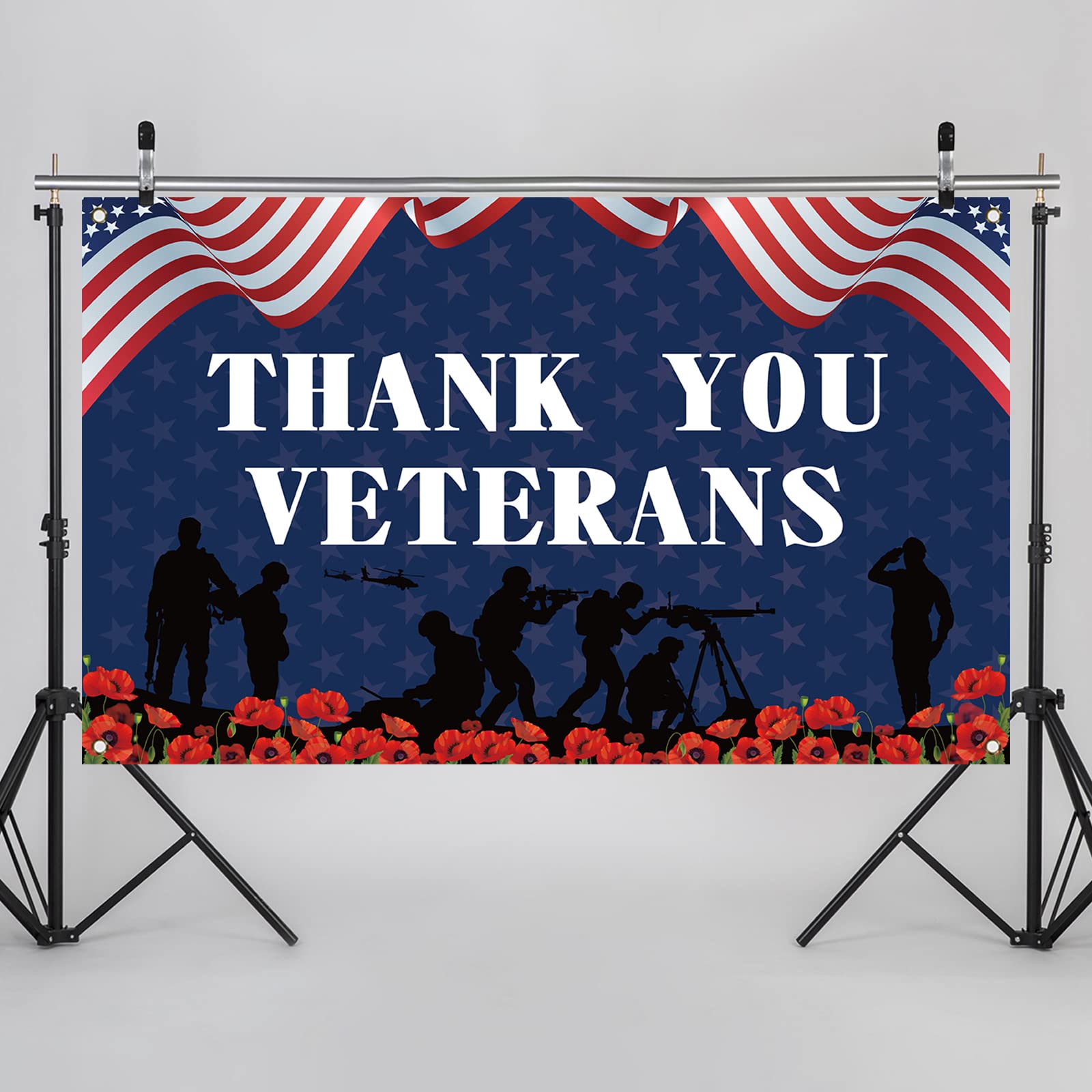 Veterans Day Fotohintergrund Banner – 180x110 Cm, Polyester, Patriotische Deko Für Partys