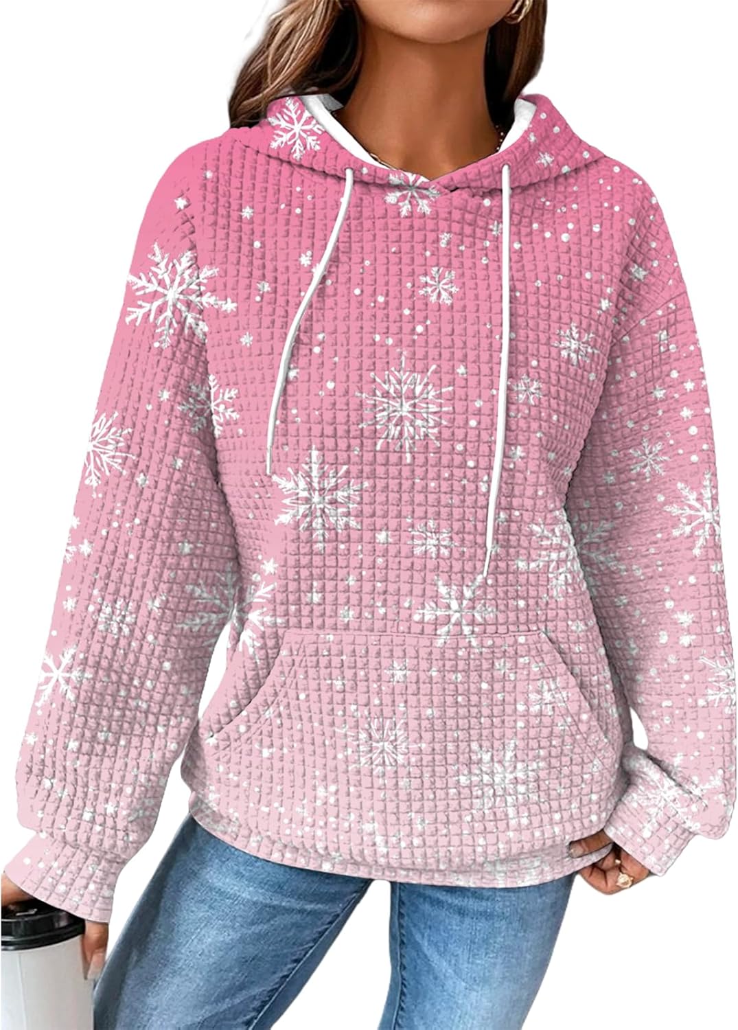 Cute Hoodies For Women Christmas Pullover Oversized Hooded 2024 Fall Warm Fashion Trendy Drawstring Blouses