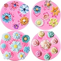 Vista 14 de ZiXiang Moldes de silicona de flores de rosas, molde de fondant de flores de margarita para decoración de pasteles, decoración de cupcakes, caramelo