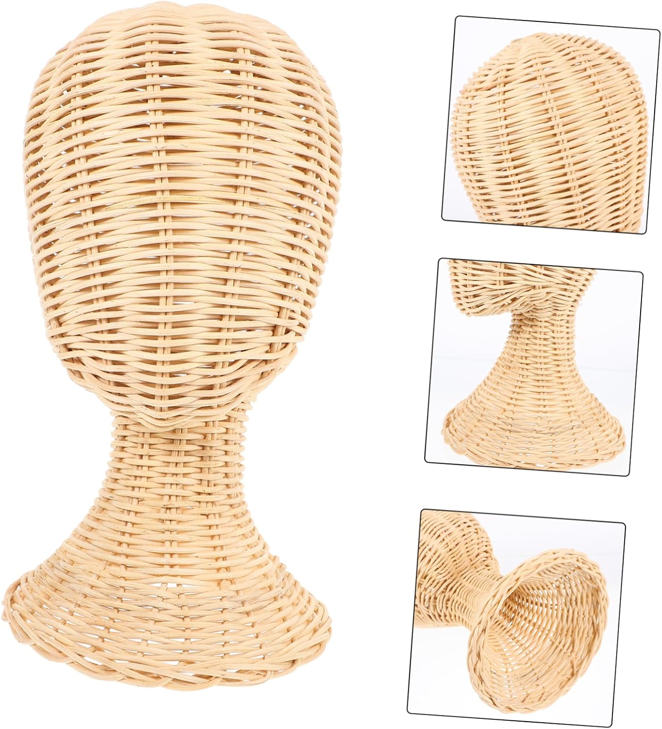 VALICLUD Wicker Hat Display Stand Sturdy Rattan Model Stand for Storing Hats Wigs Helmets Headphones Shape Support Styling Accessory for Home Decor