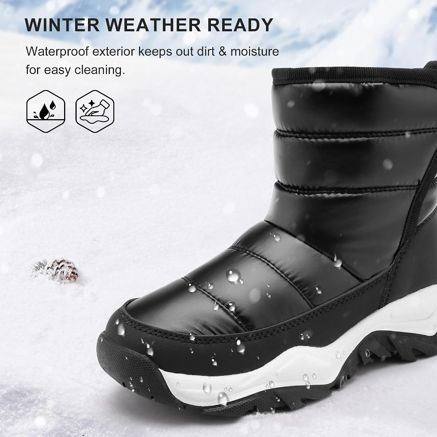 Stelle Toddler Snow Boots Girls Lightweight Warm Winter Shoes | Boys Outdoor Sport, Cold Weather, Water Repellent, Soft Faux Fur Lined, Non Slip, Mid Calf, Hook and Loop, Little & Big Kids