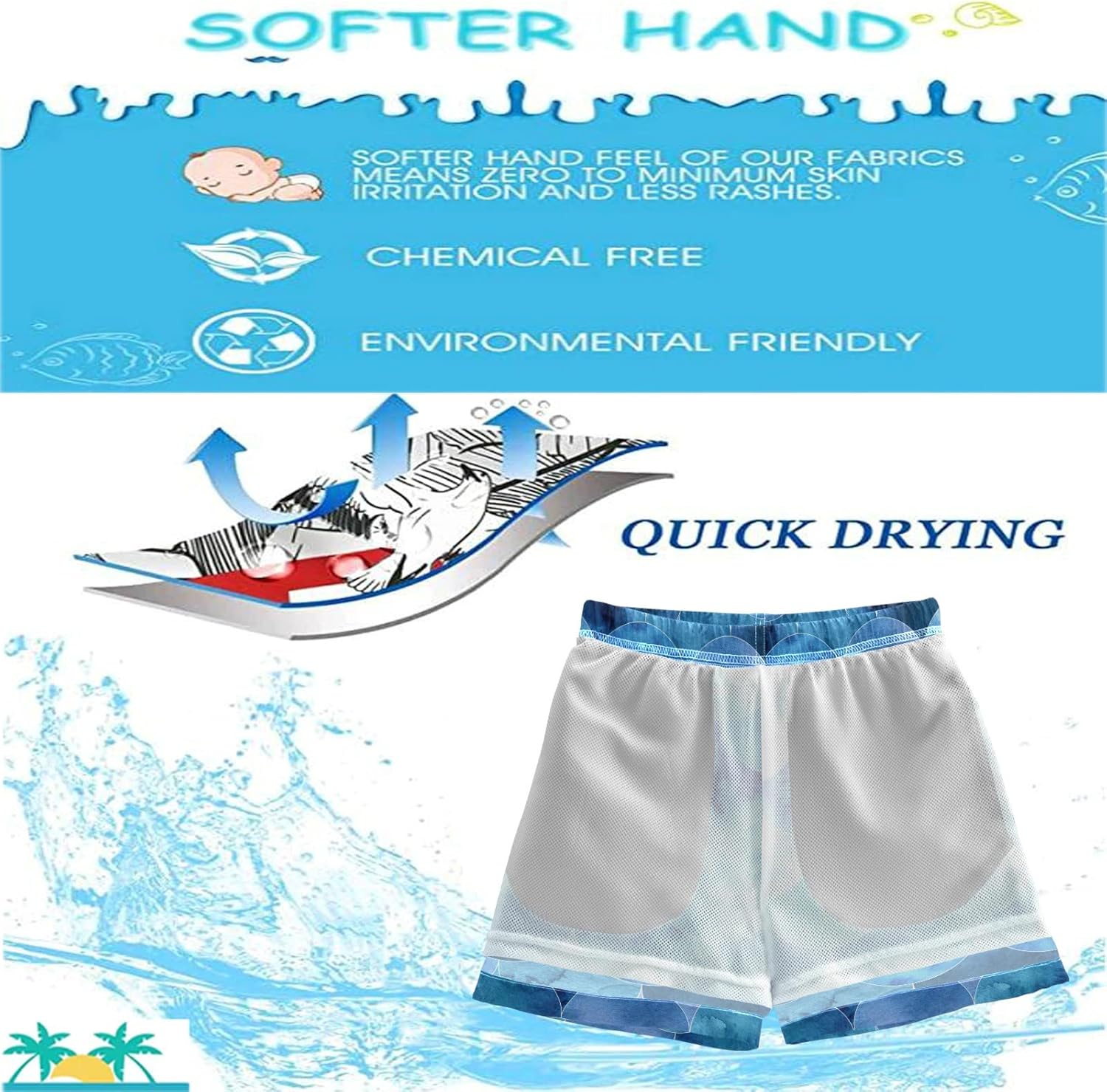 visesunny Boys Surfing Board Shorts Quick Dry Boys Swim Shorts s Swim Trunks Size from 2T to 14/16 - Image 5
