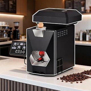 Commercial Electric Coffee Bean Roaster Machine - 200g Capacity Hot Air Coffee Bean Roaster Machine with 9 Auto Profiles | 3 Roasting Modes,Dual Exhaust & Visual Window