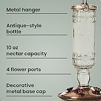 Vista 3 de Perky-Pet Comedero antiguo para colibríes con botella de vidrio – Comedero para colibríes para decoración de jardín al aire libre – 8107-1SR
