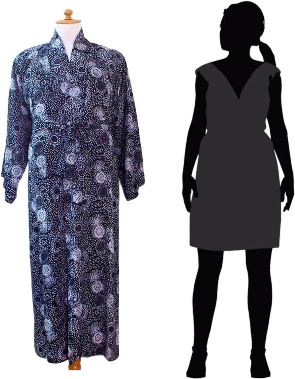 NOVICA Artisan Handmade Men's Rayon Batik Robe Black Patterned Clothing White Indonesia ' Midnight Stars'