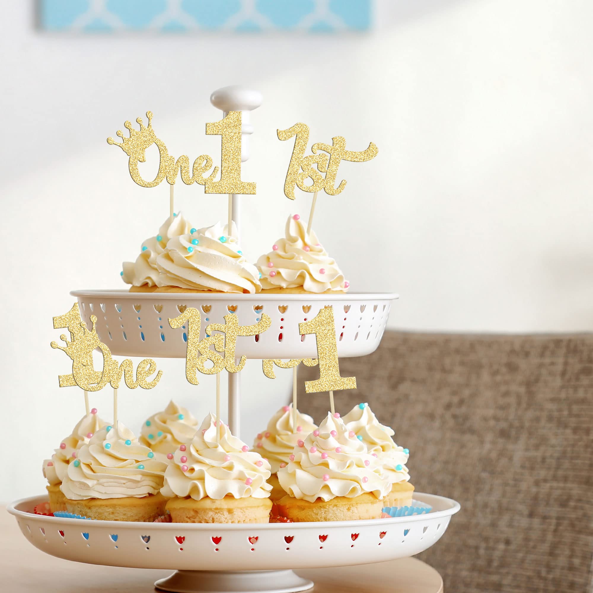 Gyufise 24 Piezas De Decoración Para Cupcakes Con Purpurina Para El Primer  Cumpleaños De Fresa Para, image size:2000x2000