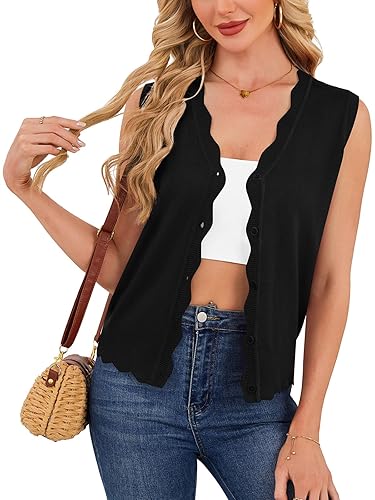 Sleeveless Cardigan for Women Lightweight Summer V Neck Button Down