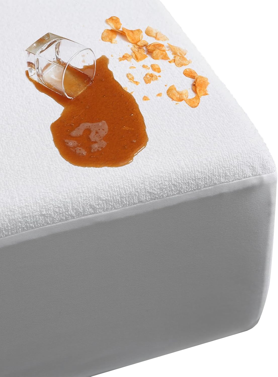 Waterproof Mattress Protector Queen Size 2 Pack, Bed Protective Pee Sheet Cover with 18 Inch Deep Pockets for Adult, Pets, Terry Top Water Proof Protection, Soft, Breathable, White