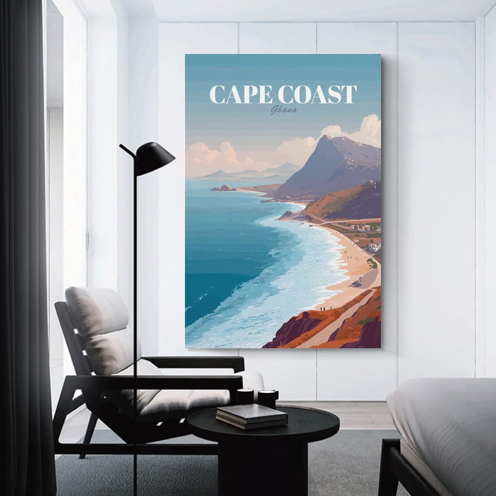 Junmoney Canvas Wall Decor Cape Coast Ghana Travel (2), 24x36inch(60x90cm), for Restful Interiors, Bedrooms Or Small Rooms, Canvas Wall Decor for Personal Spaces