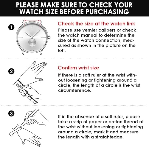 Miniatura 3 de cobee Correas de reloj de silicona de 0.709 in, 0.787 in, 0.866 in, de liberación rápida, correas de repuesto con hebilla de acero inoxidable,