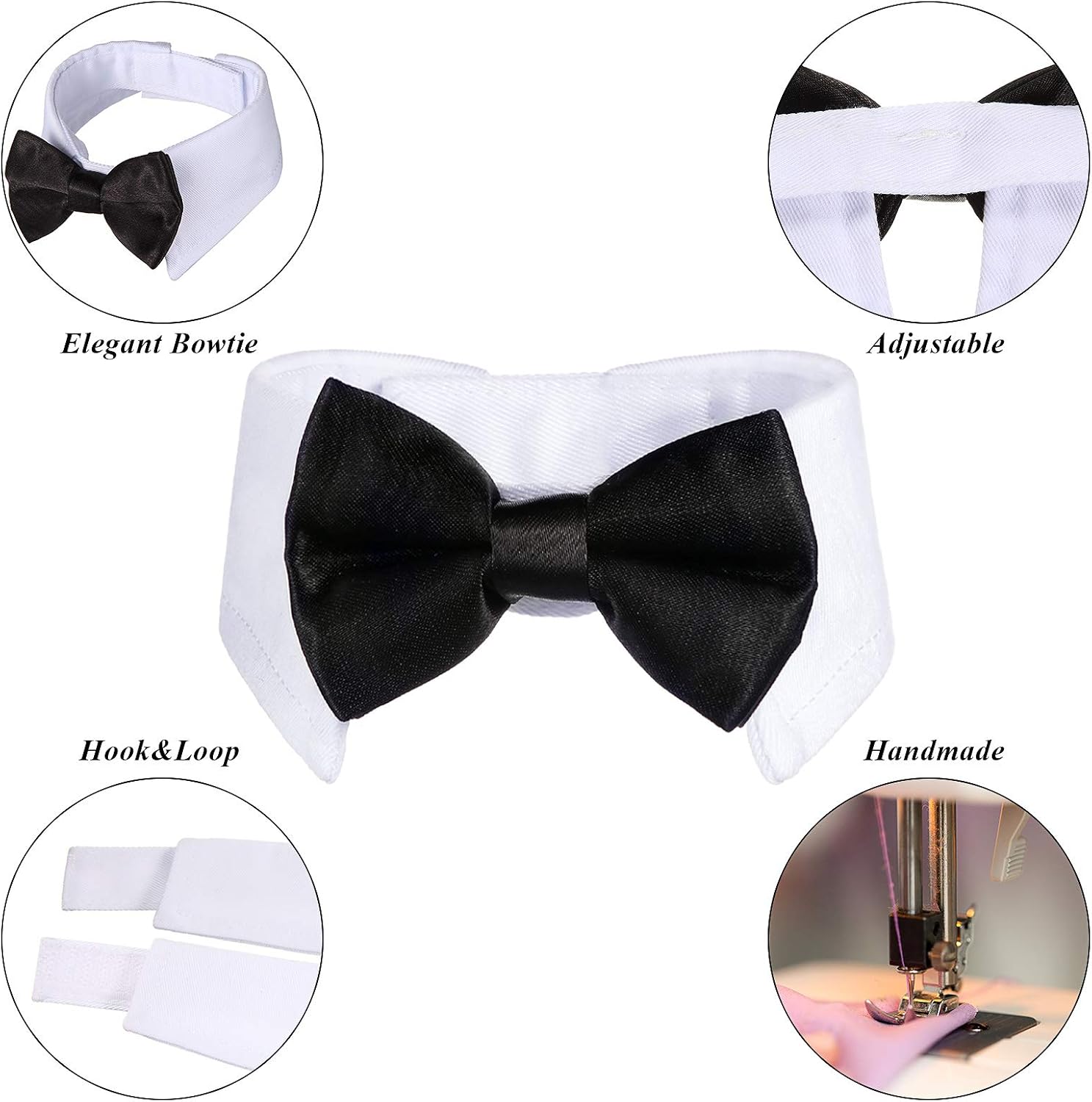 4 Pieces Adjustable Pets Dog Cat Bow Tie Pet Formal Tuxedo Costume Necktie Collar Stripes for Small Dogs Cats (S)