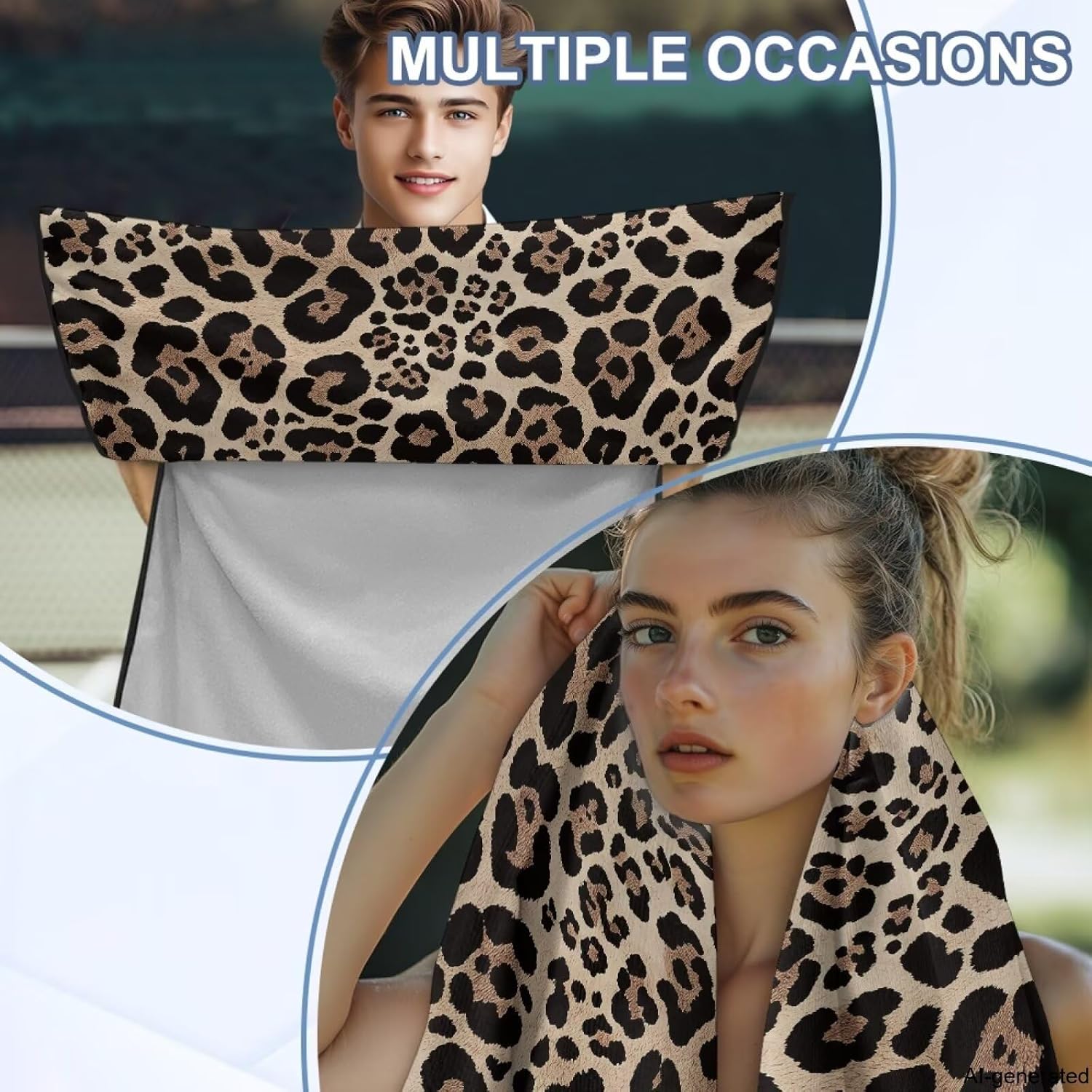 Car Seat Towel Cover After Gym, Leopard Print Car Seat Cover Towels Front Seats Quick-Dry Microfiber Towels, Easy to Install and Clean