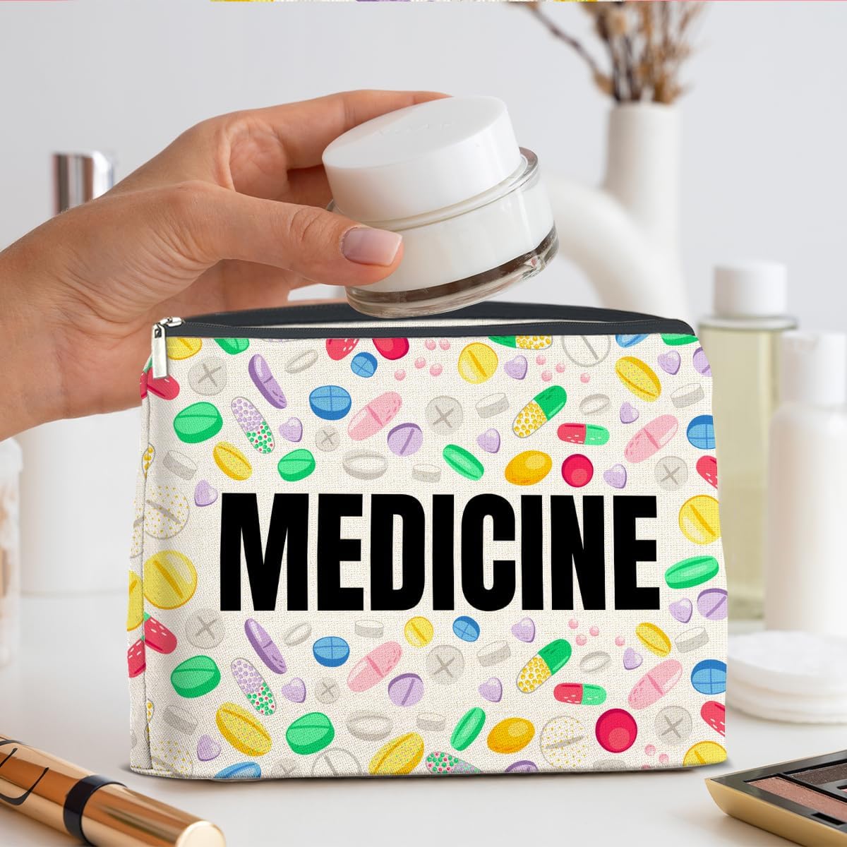 Medicine Cosmetic Bag Gifts for Women Friends Doctor Nurse Healthcare Professionals Colorful Medical Makeup Bag Zipper Pouch - Image 6