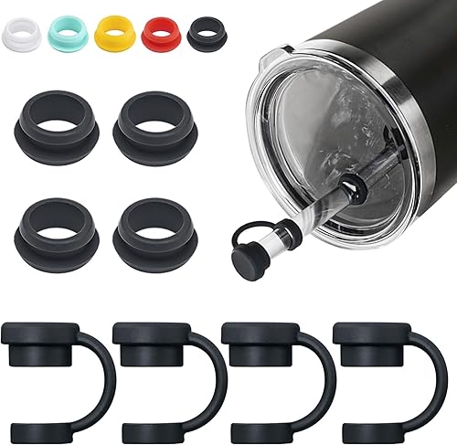 SUZAMED Tapón antiderrames para vaso YETI, 2 juegos de tapones de silicona compatibles con vaso YETI, kit a prueba de fugas de accesorios YETI para