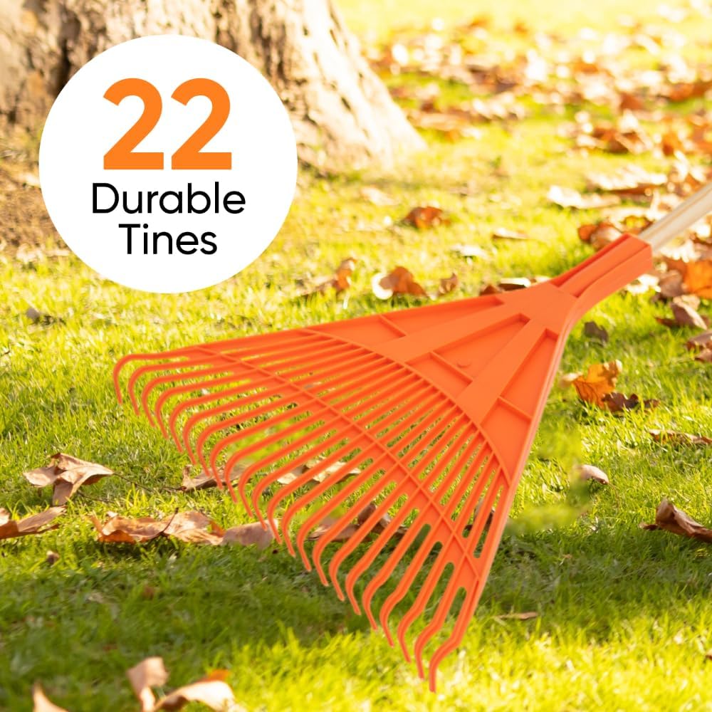 Superio Adult Rake Replacement Head, Durable Plastic Head to Sweep Leaves in Lawn and Tidying Up The Garden, Orange