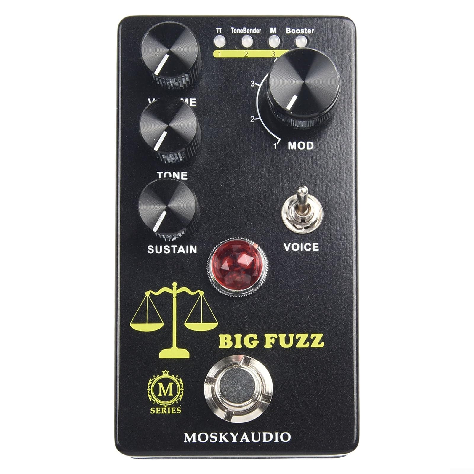 Pedal Fuzz de guitarra eléctrica con distorsión de estilo Big Muff | Perilla de selección de 4 modos para tono de volumen | Fuente de alimentación DC9V | Procesador de efectos negros