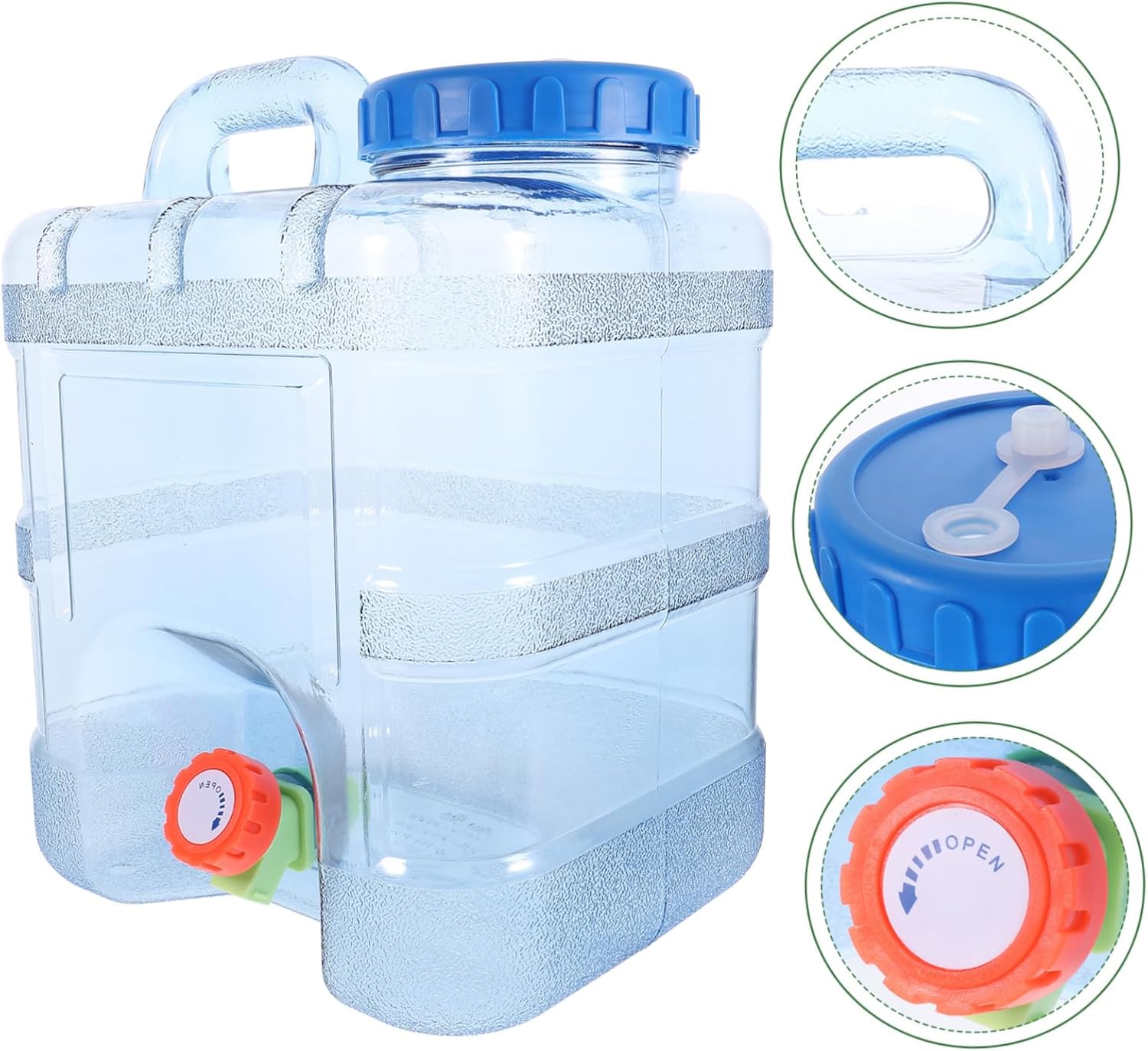 POPETPOP Portable Water Jug with Handle Lightweight Outdoor Water Container for Camping Car Driving Hiking Durable Easy to Fill and Carry