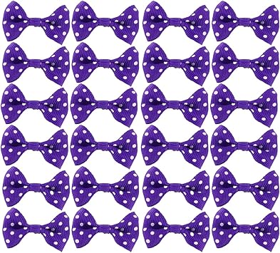 100 Pack Polka Dot Ribbon Bow Ties Cute Mini Bow Knot for Pet Hairpin Ornaments Paper Clip Bookmark Gift Wrapping Party Favor Bag Christmas Decoration Dark Purple