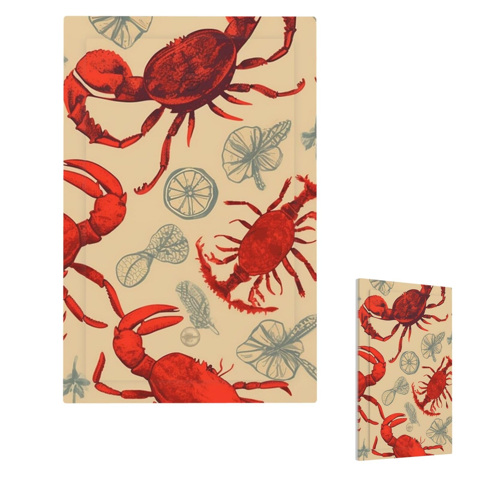 Lobster and Crab Wall Plate Cover Single Blank, Modern Decorative Light Switch Cover Unbreakable Receptacle Outlet Covers for Living Room Bedroom Decor