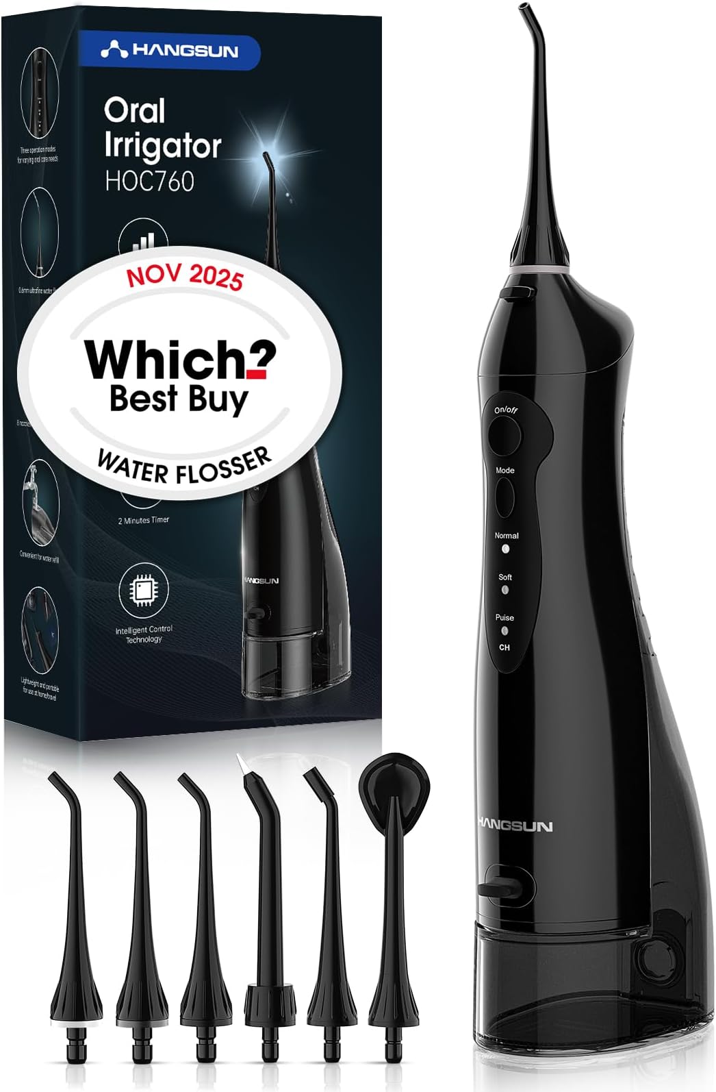 Water Flosser for Teeth Cordless Oral Irrigator Dental Water Jet Electric Tooth Flosser with 6 Jet Tips 300ML Water Tank USB Rechargeable for Travel and Home Use (Black)