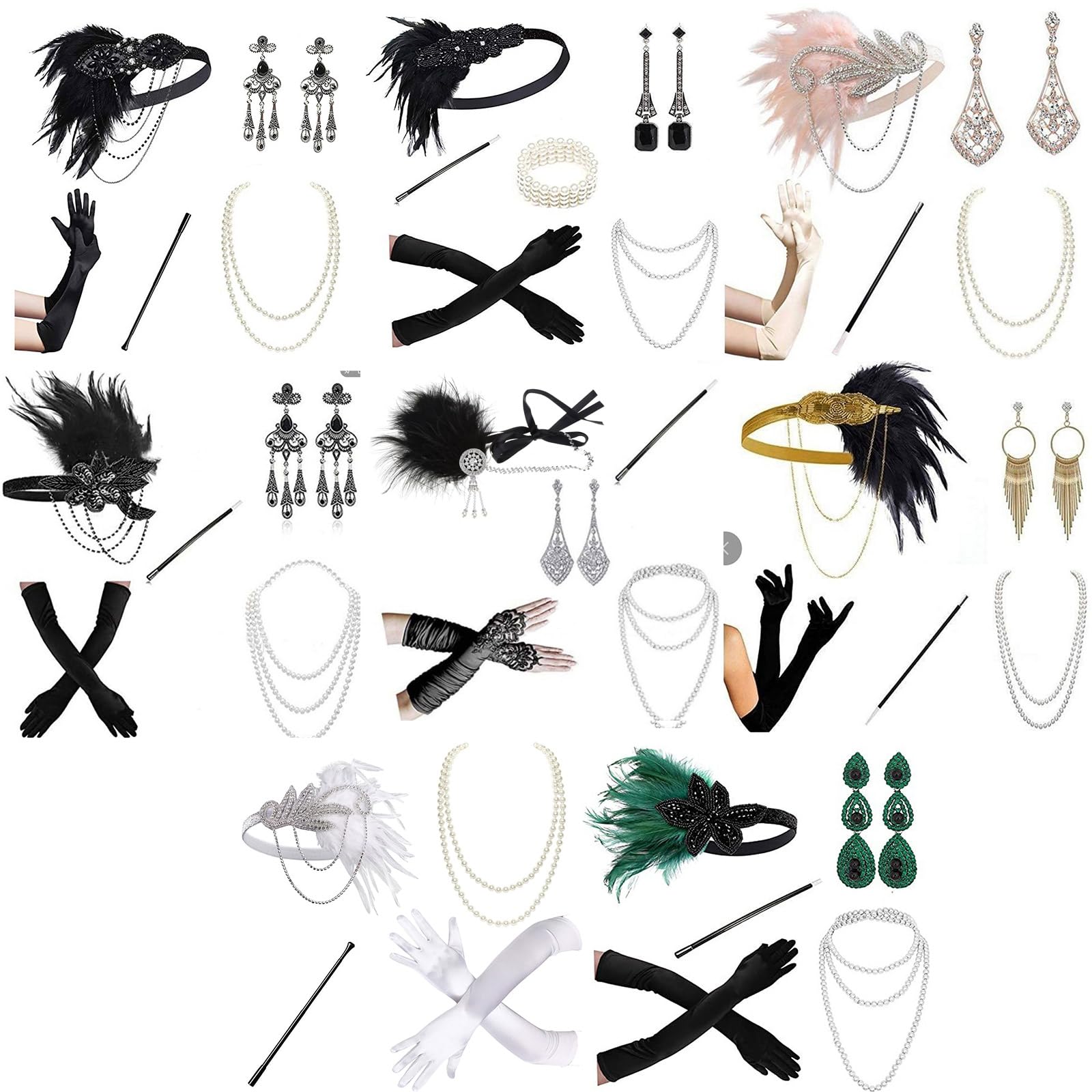 VIKSAUN 7-delige set accessoires uit de jaren 20 voor dames