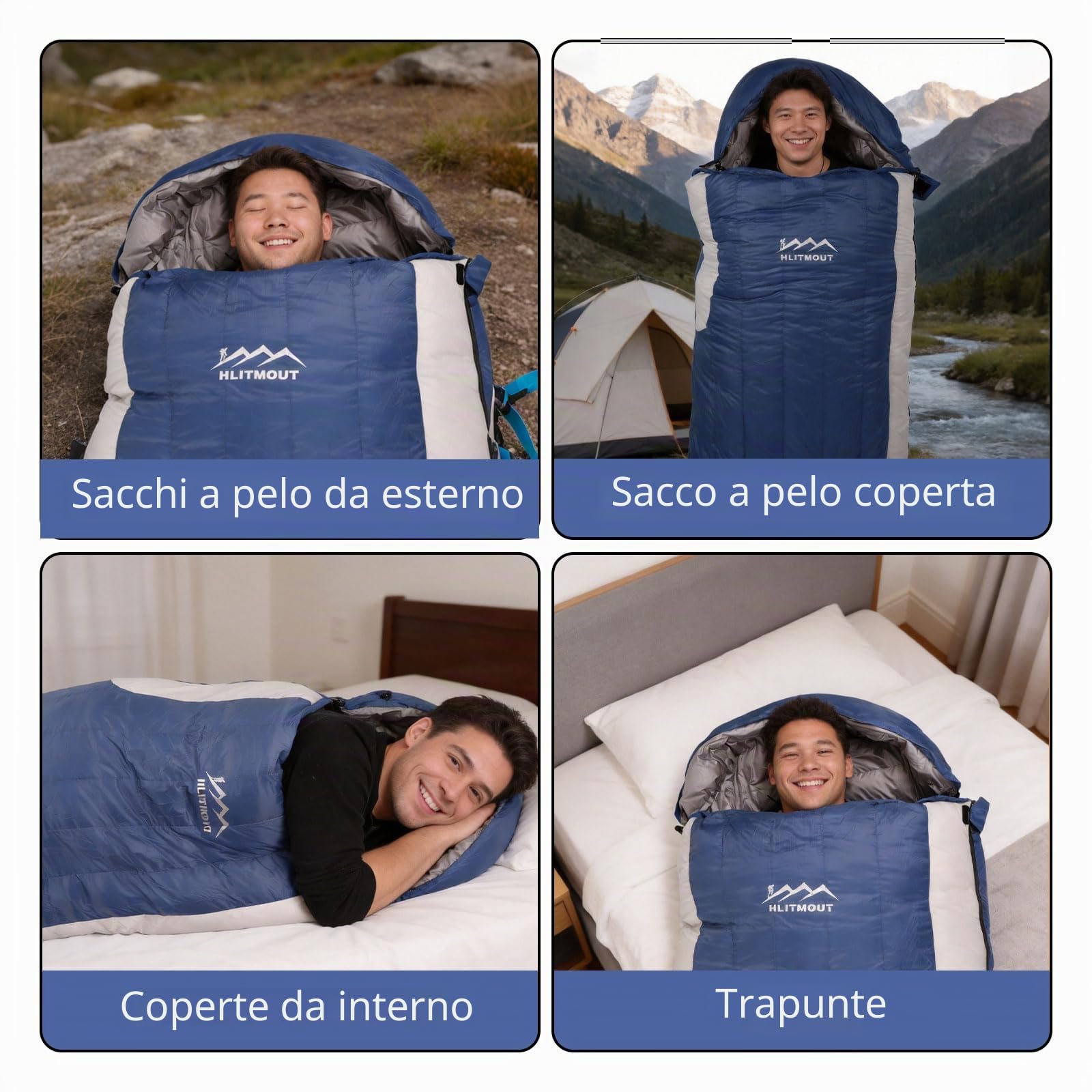 Sacco a pelo in piuma, da -10 °C a 8 °C, leggero e compatto, per adulti, bambini, 3 ~ 4 stagioni, campeggio, escursionismo e trekking, attività all'aperto e per interni
