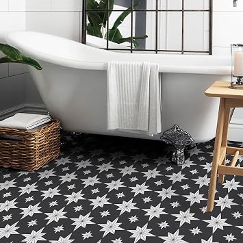 Alwayspon 12Pcs 12x12inch Polar Star Thickened Peel and Stick Vinyl Floor Tiles Sticker, Self-Adhesive Waterproof Backsplash Sticker Wall Tile Transfer Stickers for Kitchen Bathroom