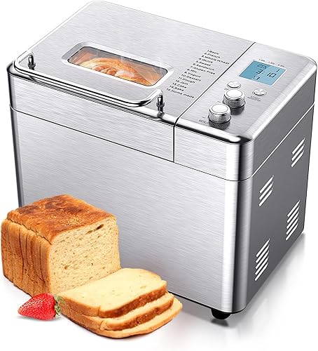Miniatura 1 de 22 LB Automatic Bread Machine - 15-in-1 Stainless Steel Bread Maker with Nut Dispenser and Nonstick Pan 1 Hour Keep Warm Set  3 Crust Colors