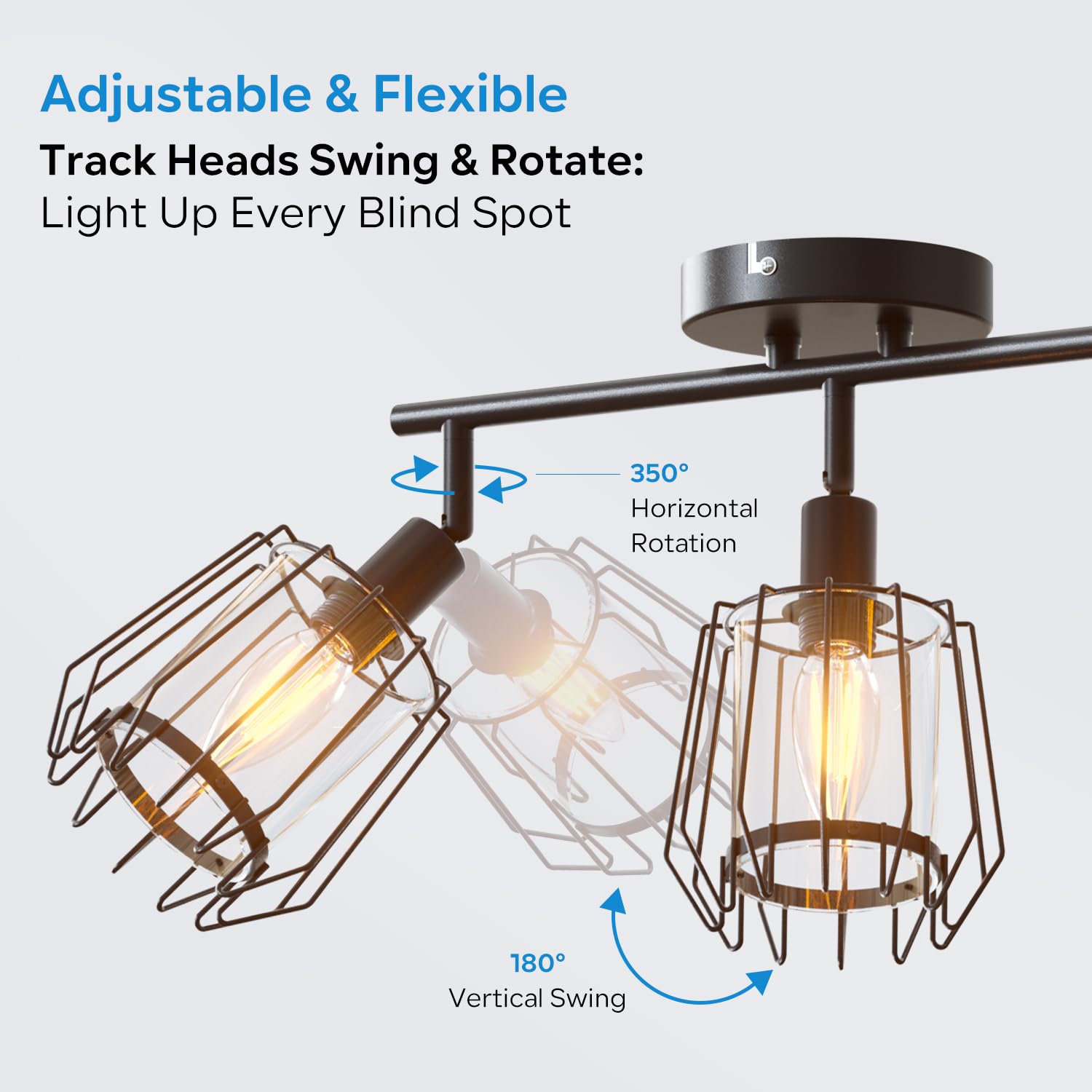 LVWIT Lampara Techo Con 3 Focos,Focos LED Interior Techo Giratorios E14, Lámparas de Techo Negro con Pantalla de Acrílico,Foco de Interior Iluminación para Dormitorio,Pasillo, Recibidor(Sin Bombilla)