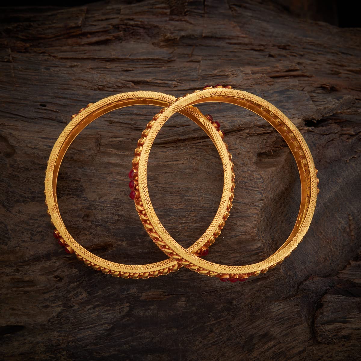 Buy Kushal's Fashion Jewellery Ruby Bangle with Spinal Stones Temple