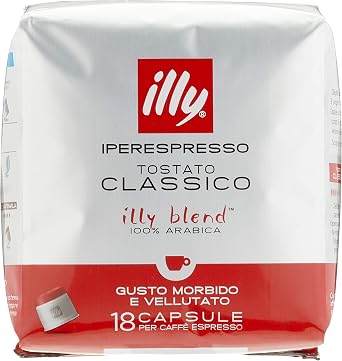 illy Coffee, Classico Espresso Coffee Capsules, Medium Roast, 100 Percent Arabica Coffee Beans, 18 Capsules