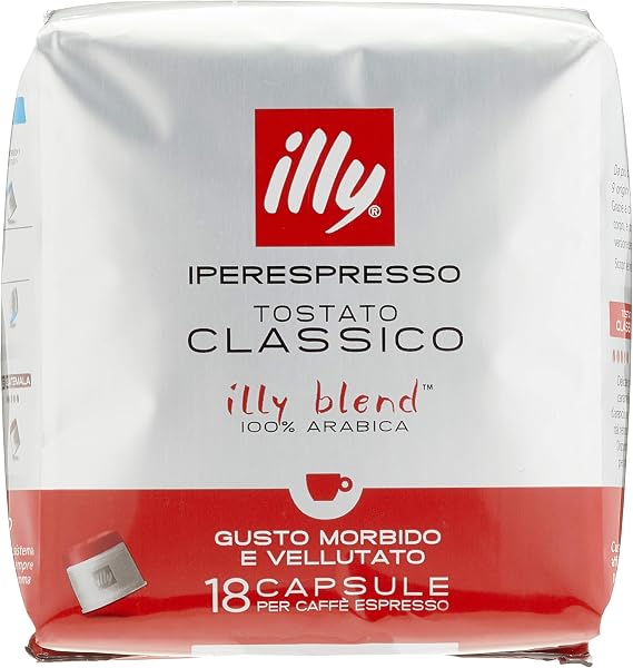 illy Coffee, Classico Espresso Coffee Capsules, Medium Roast, 100 Percent Arabica Coffee Beans, 18 Capsules