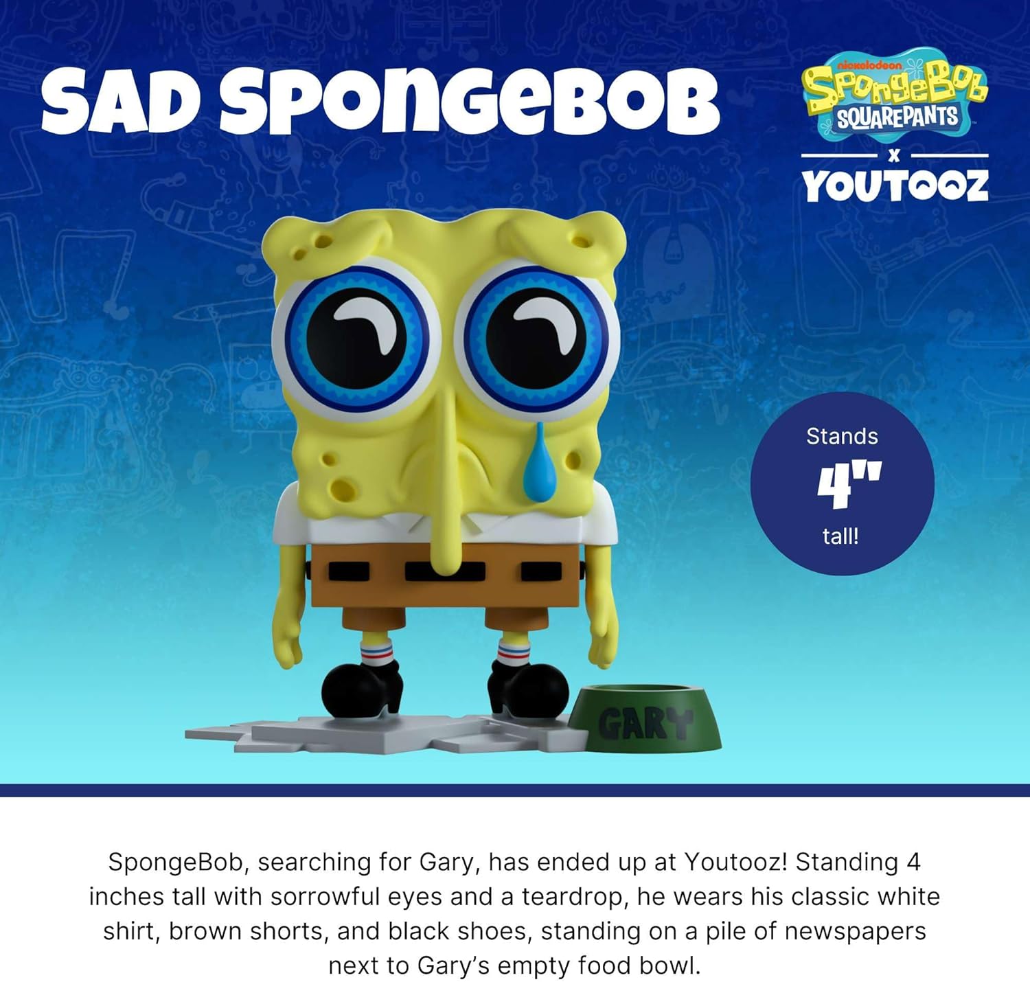 Youtooz Sad Spongebob 4" Vinyl Figure, Collectible Sad Spongebob from Spongebob Squarepants Collection