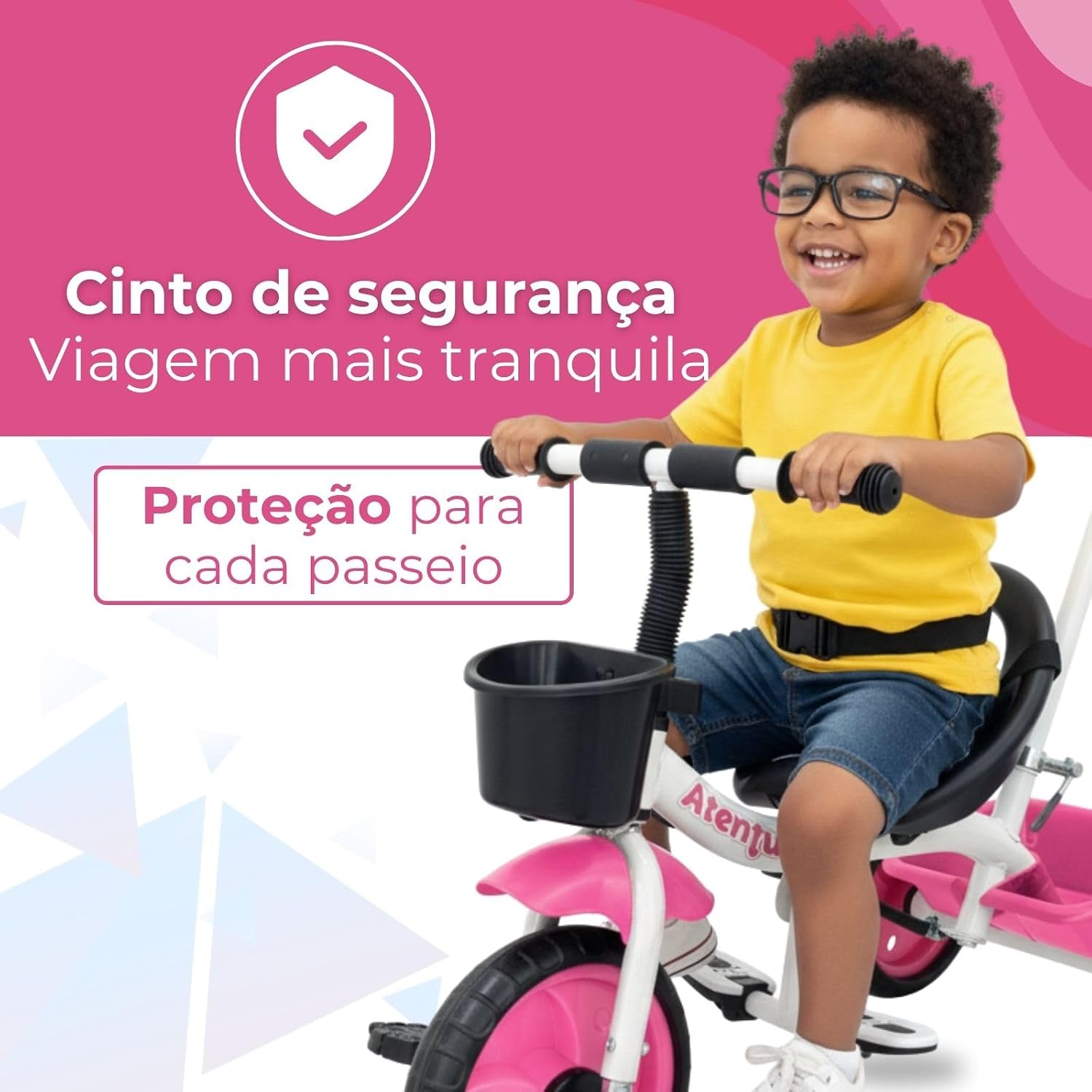 Triciclo Infantil com Pedal e Empurrador 3 Rodas Brinquedo Passeio Criança Atentu (Rosa) Triciclo Infantil com Pedal e Empurrador 3 Rodas Brinquedo Passeio Criança Atentu (Rosa)