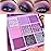 evpct 9 Colors Purple Glitter Eyeshadow Palette, Lavender Violet Purple Pink Glitter Metallic Shimmer Sparkly Eye Shadow Palette Makeup for Older Women Blue Eyes, Waterproof Highly Pigmented Eyeshadow