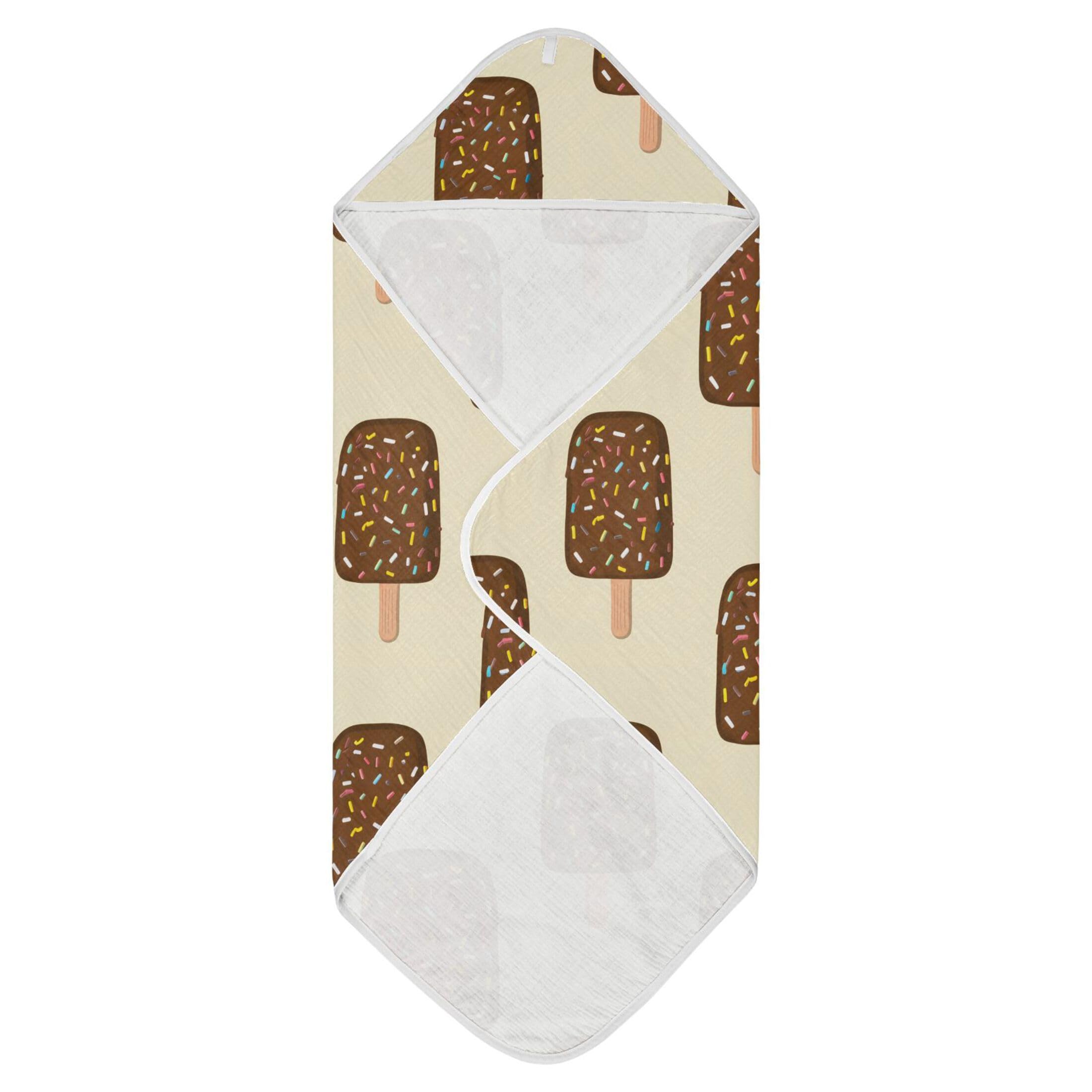 Kigai Baby Hooded Towel Absorbent Baby Bath Shower Towel with Hood for Newborn Boys Girls Babies Infant Toddler (Popsicles with Chocolate 30 x 30 in)