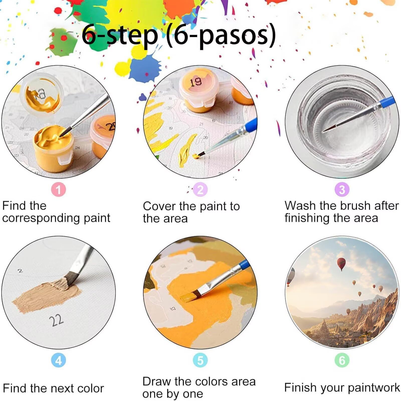 Pintar por Numeros Adultos Globo, Pintar por Numeros Niños Kit Manualidades Adultos Ciudad Cuadros para Pintar por Numeros Pintura Acrílico, Cuadros Decorativos Regalos Para Mujer 80X160cm 7w-6-1