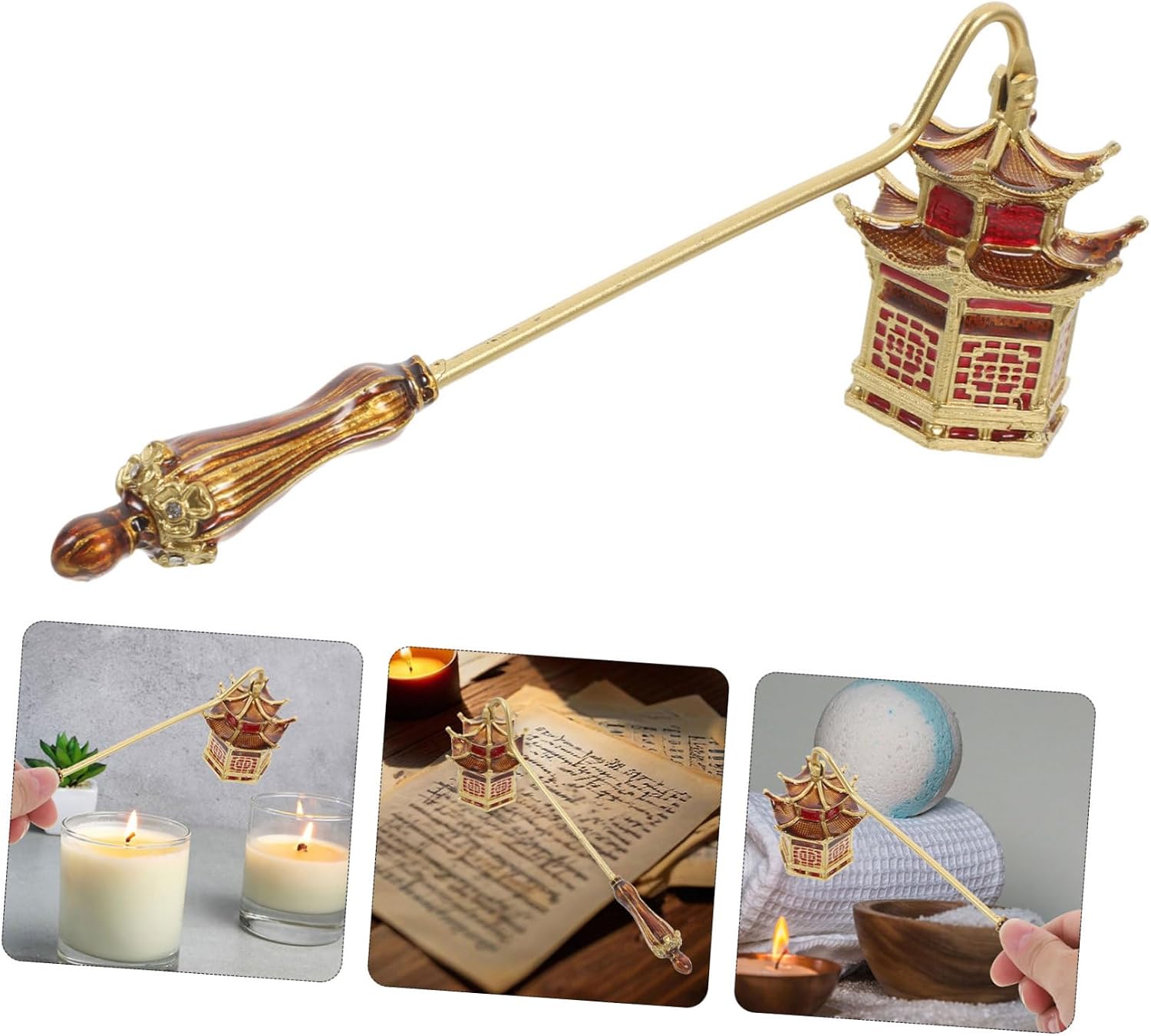 Elegant Candle Snuffer Handle Quick Extinguishing Candle Accessory for Tealights Reducing Smoke and Odor Vintage Design Red