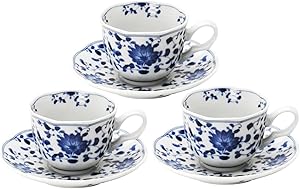 美濃焼 コーヒー碗皿 3客セット 菊唐草 797-59-36E(3)