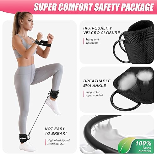 Miniatura 3 de Ankle Resistance Bands with Cuffs, Resistance Bands Set for Working Out, Leg and Glute Exercise Bands – Home Gym Workout Equipment for Women, Booty