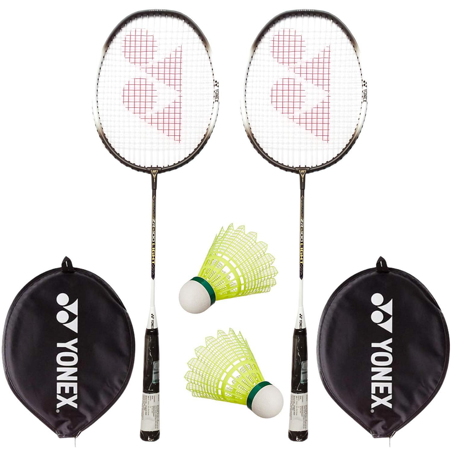 YONEXAluminium Two Badminton Racquets and 2 Pieces Shuttlecock, Super Value Combo (Charcoal) Aluminum