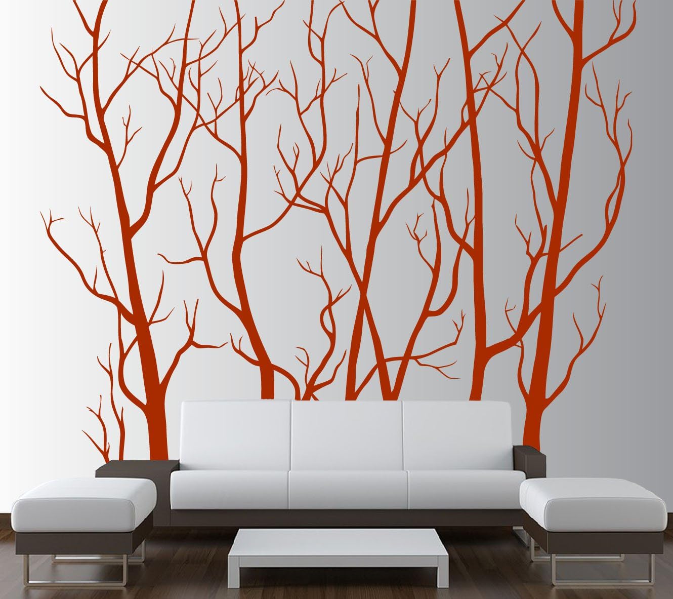 Large Wall Vinyl Tree Forest Decal Removable Sticker with Birds 96" (8 Feet) Tall X 113" Wide #1111 (Matte Black)