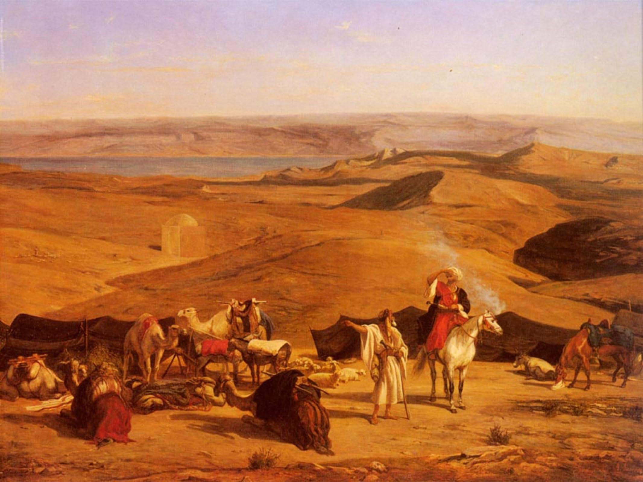 ARTXLXXBN Famous Painting Art Wall Decor Abstract Art Picture the Desert Encampment by Alberto Pasini Animal Pictures for Home Decor 60x90cm