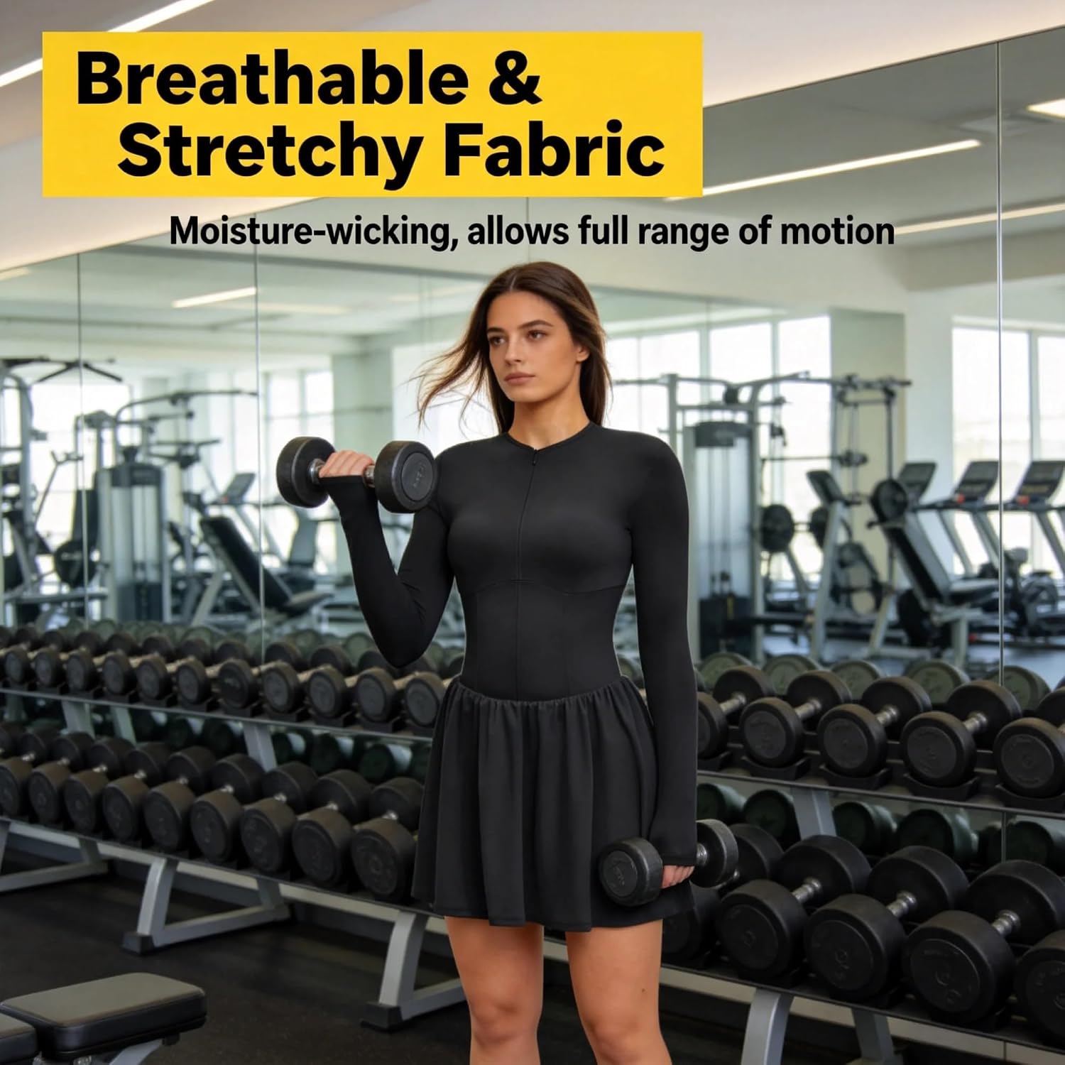 Dress with Built-in Shorts and Pockets,high-Neck Tennis Dress with Side Pockets,Women’s Summer Sports Dress