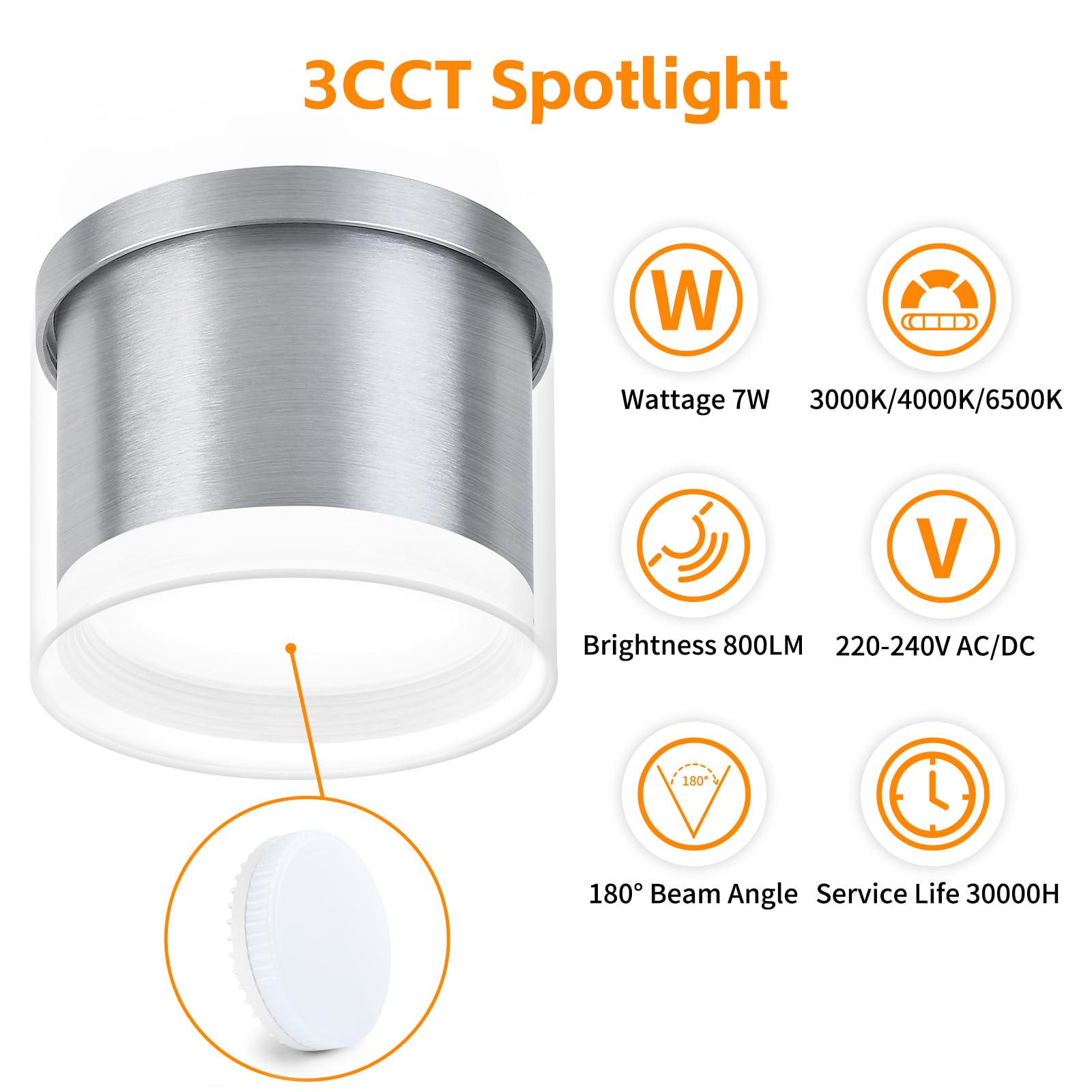 GeyouLux LED Adjustable Overhead Spotlight, 7W 800LM diameter 90×86mm Dimmable Ceiling Spotlights - Image 2