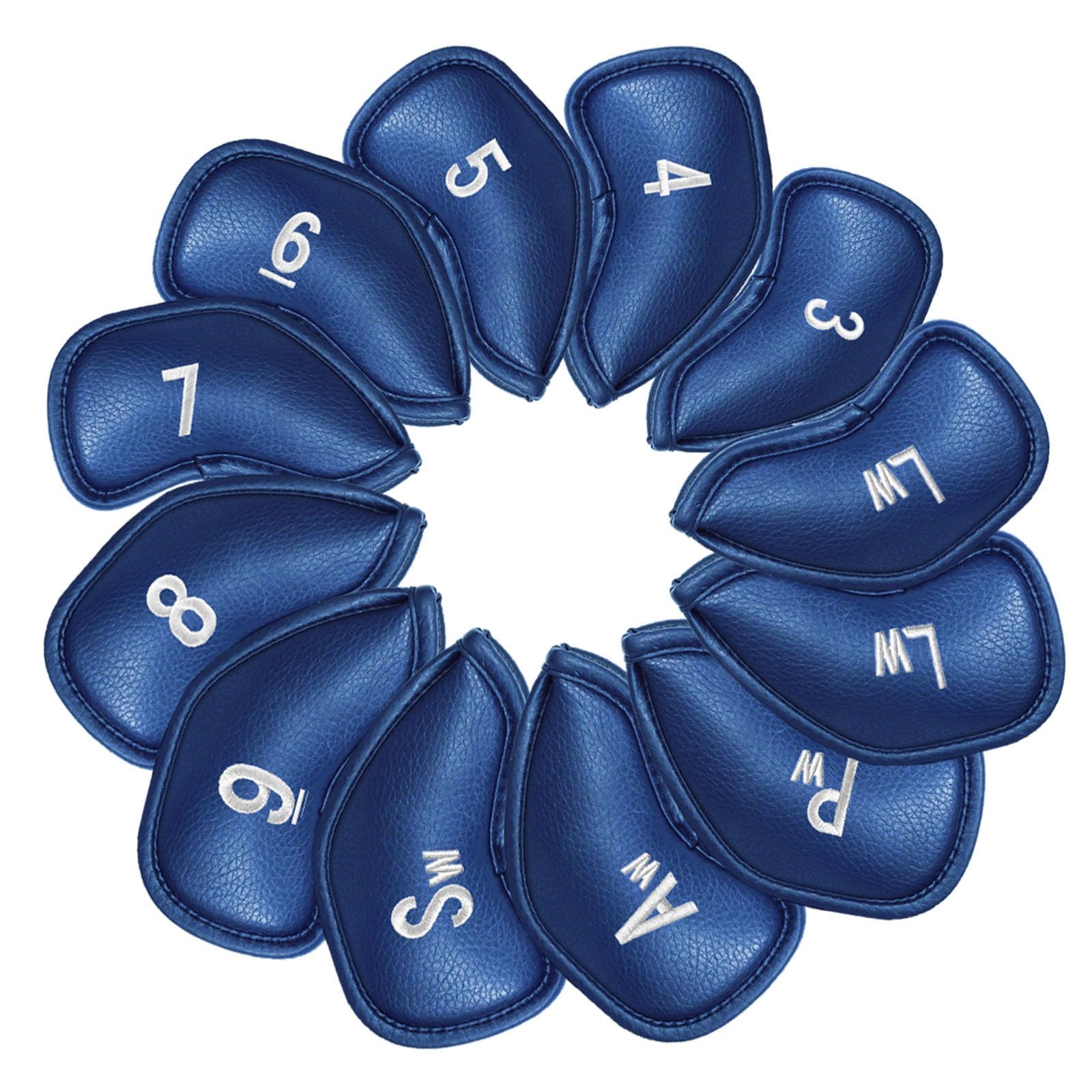 Golf Headcover Schlägerhaube Eisen Eisenkopfhüllen Kunstleder Iron Head Covers Value Set of 12 Rot Blau Schwarz Für Herren Damen
