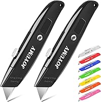 Vista 1 de Paquete de 2 cortadores retráctiles para cuchillos, retráctiles de aluminio resistente, para cartón, cajas y cartones (negro)